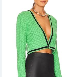 ALICE + OLIVIA
Jenae Cable Knit Wool Blend Cropped Cardigan